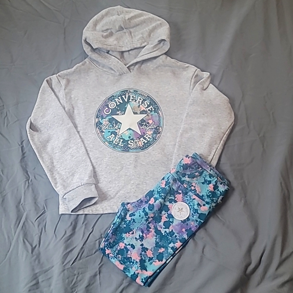 Converse hoodie with matching leggings, size S 8-10yrs